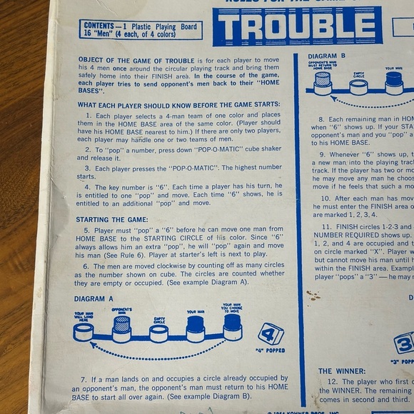 Vintage 1965 Canadian bilingual Trouble board game w/ classic pop-o-matic bubble - Picture 6 of 8